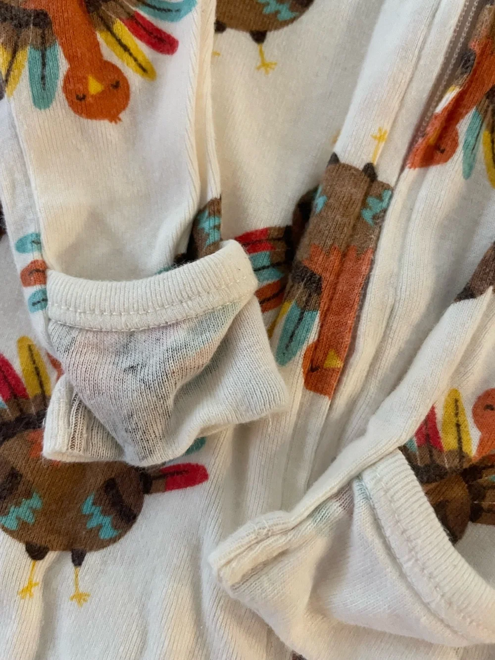 Old Navy Baby Thanksgiving Turkey 2way Zip Footed Mittens Outfit Size 0-3m - Picture 4 of 6